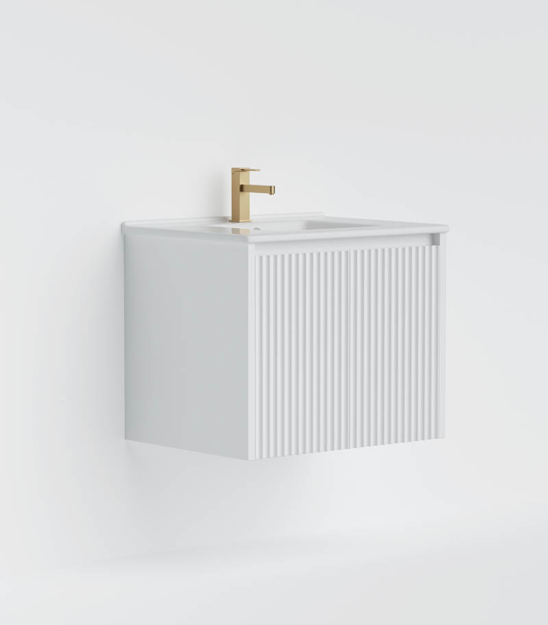 Brighton 600mm Wall Hung Vanity - Matte White Ceramic Top