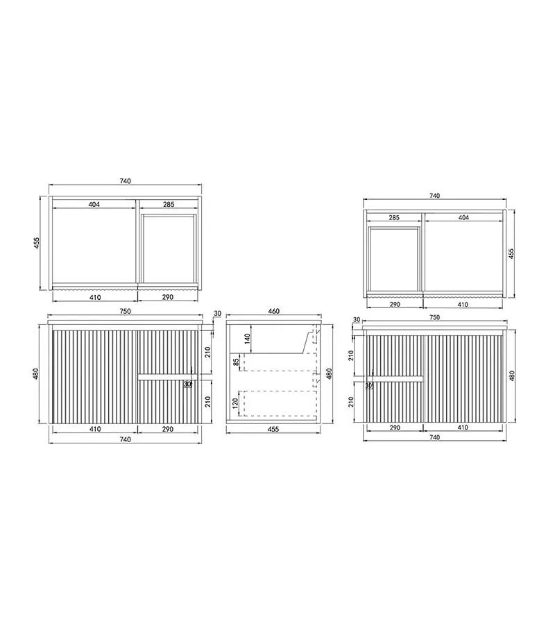 Brighton 750mm Wall Hung Vanity – Matt White Specification Brighton 750mm Wall Hung Vanity – Matt White Specification