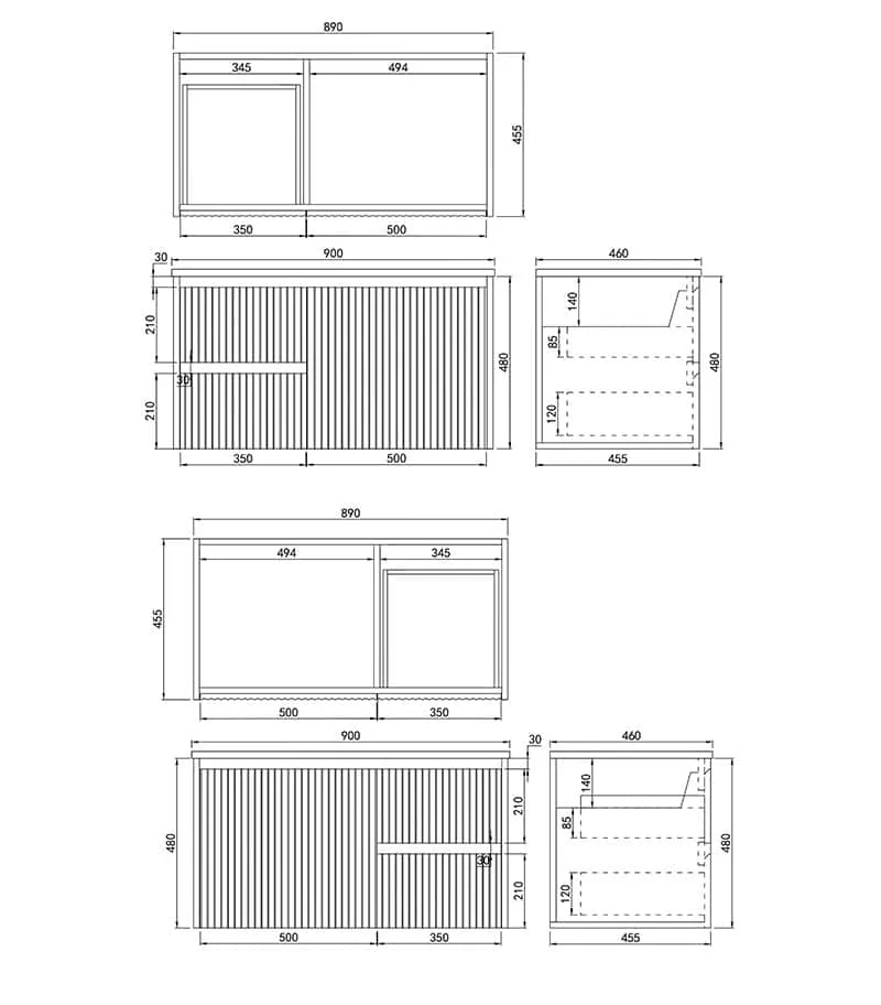 Brighton 900mm Wall Hung Vanity Specification
