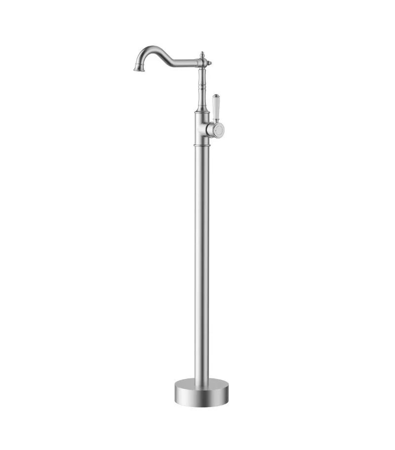 IKON Clasico Freestanding Bath Mixer Ceramic Handle - Brushed Nickel