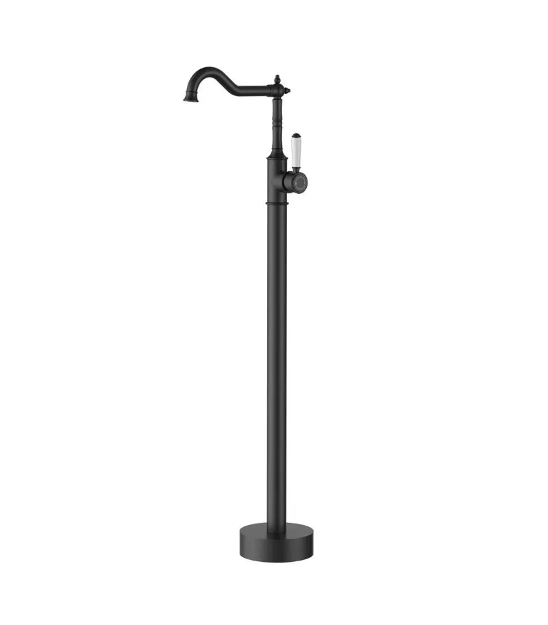 IKON Clasico Freestanding Bath Mixer Ceramic Handle - Matte Black