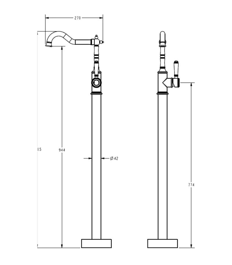 IKON Clasico Freestanding Bath Mixer Specification