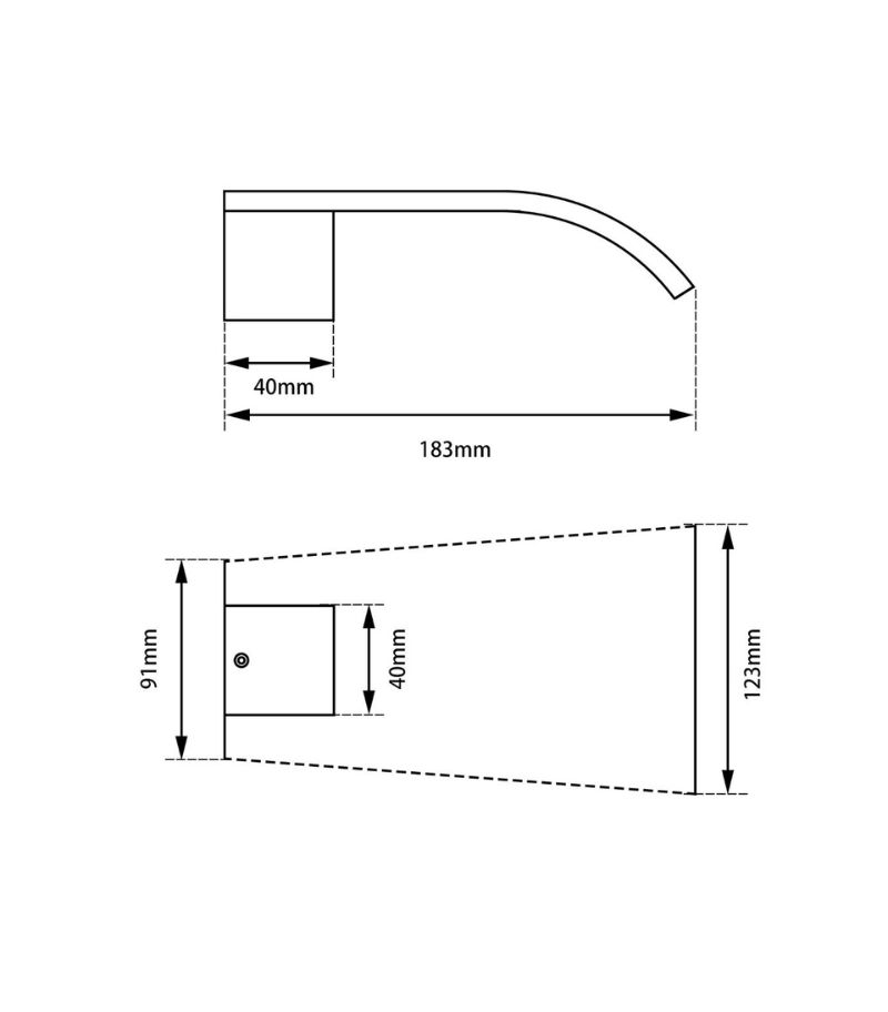 Waterfall Bathtub/Basin Wall Spout - Specification