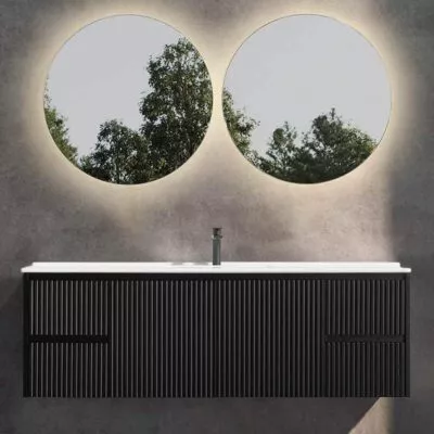 Brighton 1500mm Single Bowl Wall Hung Vanity - Matt Black With Ceramic Top