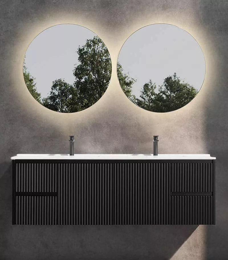Brighton 1500mm Double Bowl Wall Hung Vanity - Matt Black
