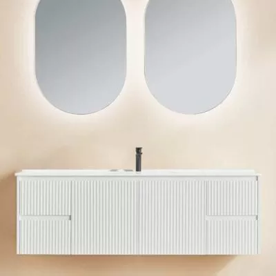 Brighton 1500mm Single Bowl Wall Hung Vanity - Matt White with Ceramic Top