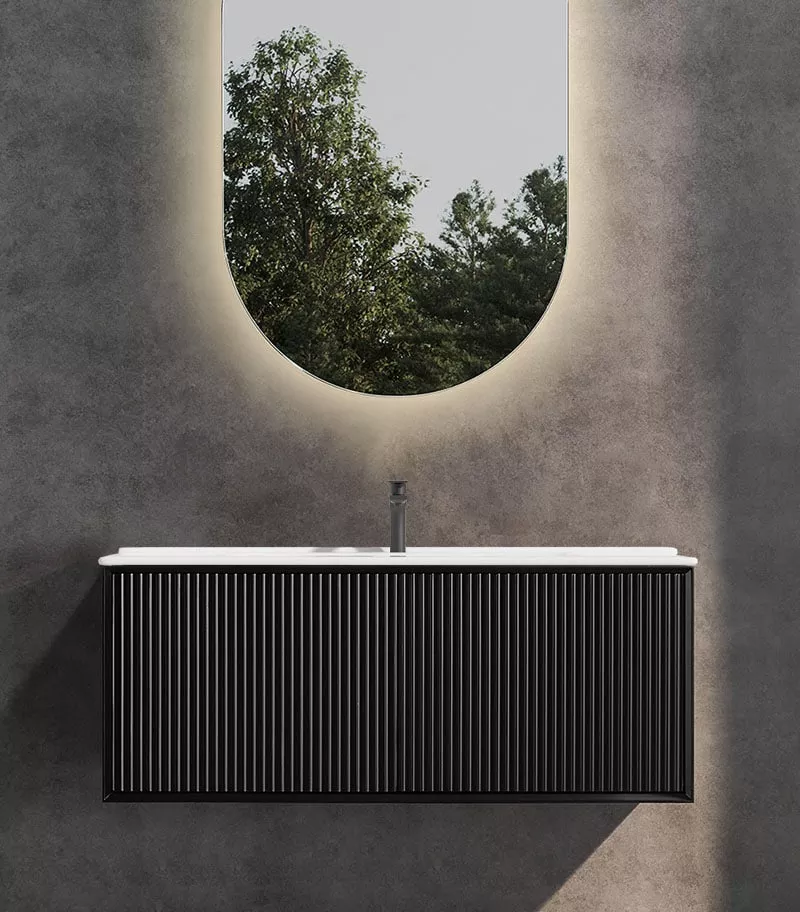Kirribilli 1200mm Single Bowl Wall Hung Vanity - Matt Black With Ceramic Top