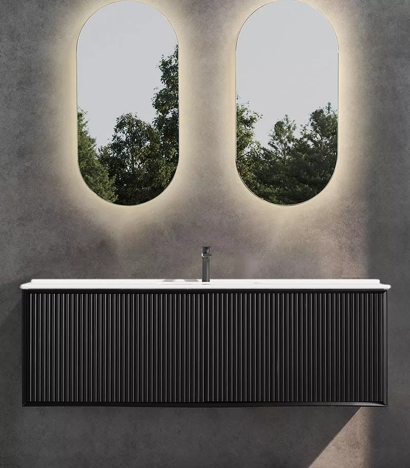 Kirribilli 1500mm Single Bowl Wall Hung Vanity - Matt Black With Ceramic Top