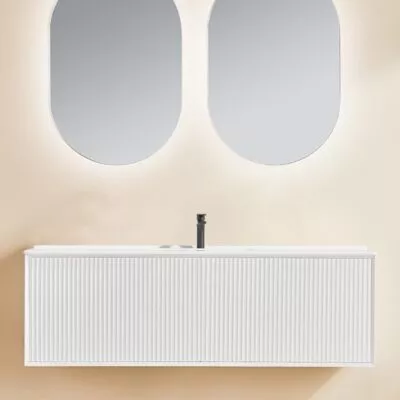 Kirribilli 1500mm Single Bowl Wall Hung Vanity - Matt White With Ceramic Top