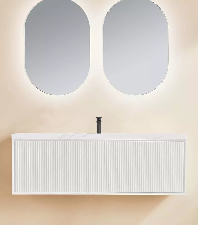 Kirribilli 1500mm Single Bowl Wall Hung Vanity - Matt White With Sintered Stone Top Kirribilli 1500mm Single Bowl Wall Hung Vanity - Matt White With Sintered Stone Top