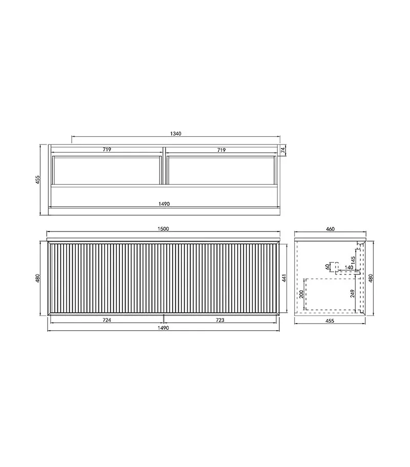 Kirribilli 1500mm Wall Hung Vanity Specification Kirribilli 1500mm Wall Hung Vanity Specification