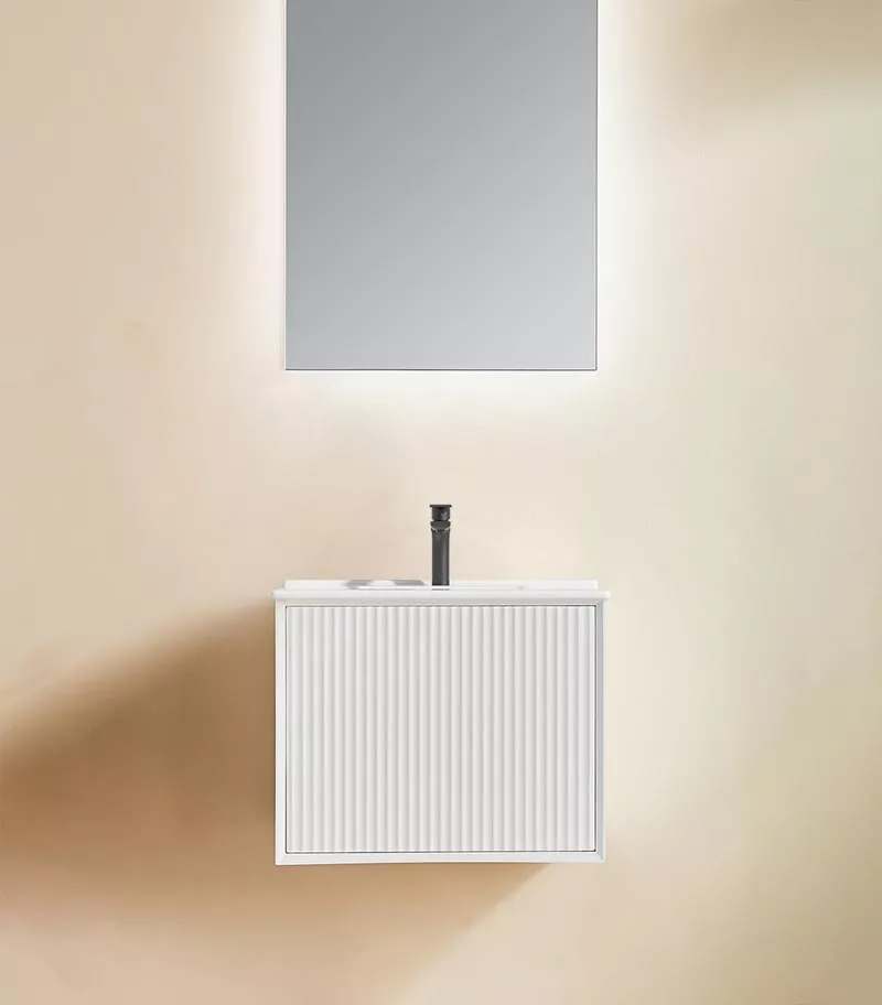 Kirribilli 600mm Wall Hung Vanity - Matt White with Ceramic Top