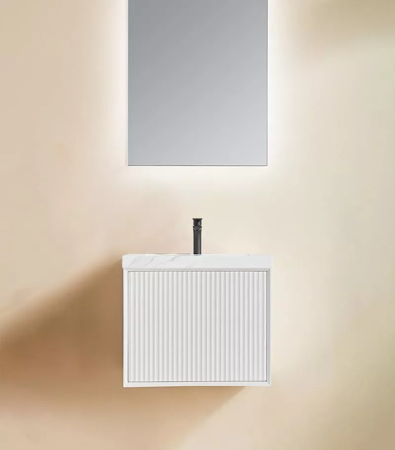 Kirribilli 600mm Wall Hung Vanity - Matt White with Sintered Stone Top