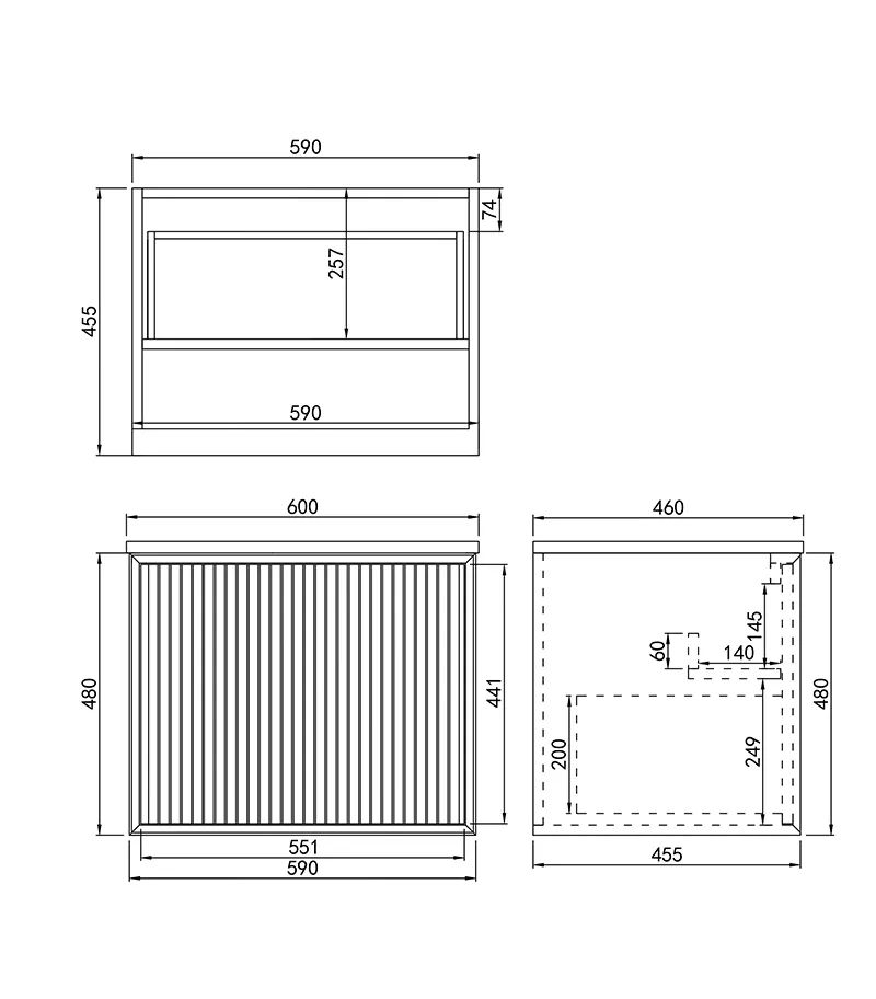 Kirribilli 600mm Wall Hung Vanity Specification