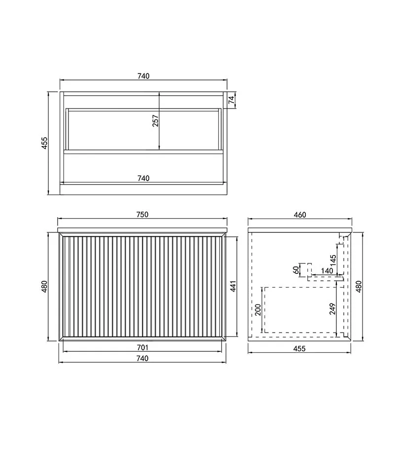 Kirribilli 750mm Wall Hung Vanity Specification Kirribilli 750mm Wall Hung Vanity Specification