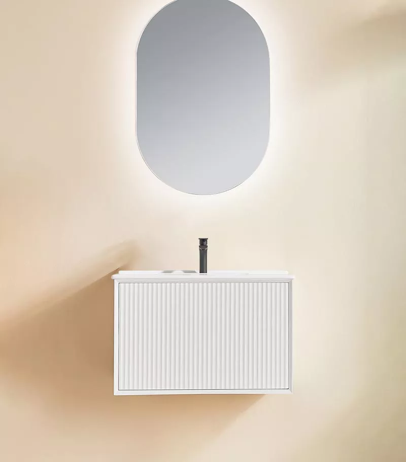 Kirribilli 750mm Wall Hung Vanity - Matt White with Ceramic Top