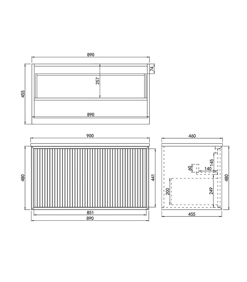 Kirribilli 900mm Wall Hung Vanity Specification Kirribilli 900mm Wall Hung Vanity Specification