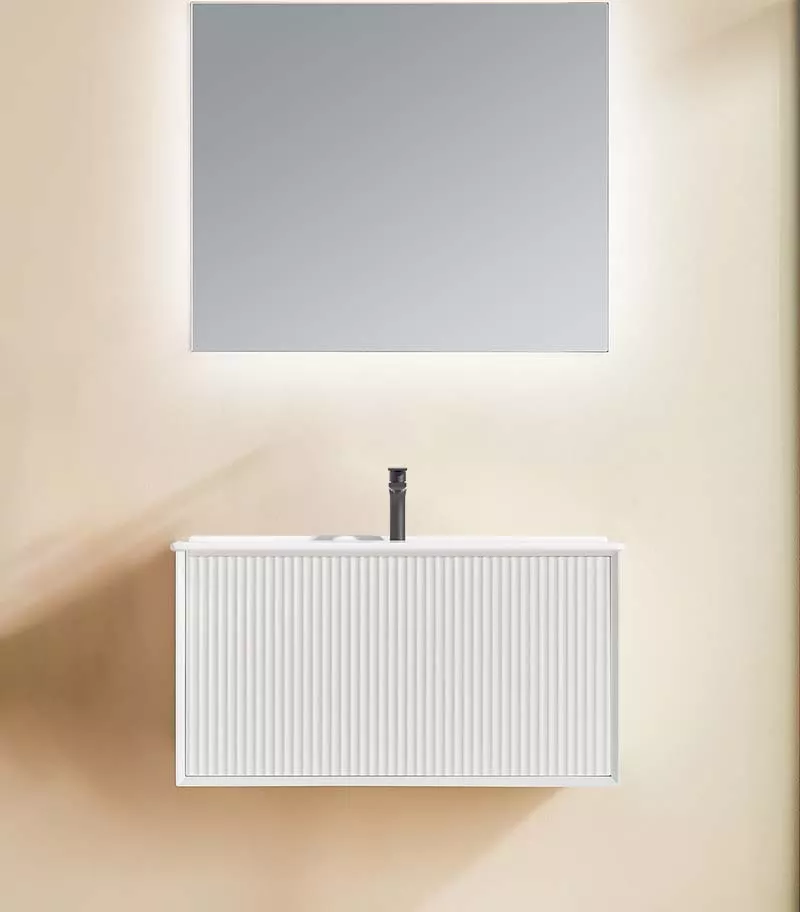 Kirribilli 900mm Wall Hung Vanity - Matt White With Ceramic Top
