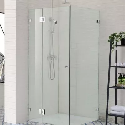 Square / L Shape Chrome Frameless Shower Screen