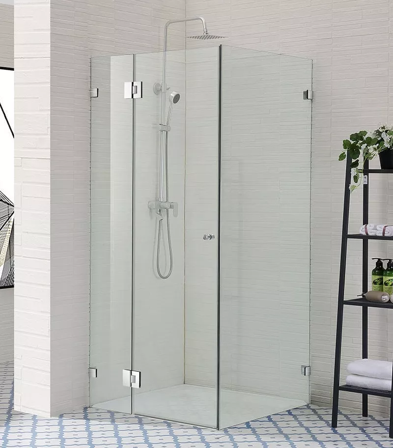 Square / L Shape Chrome Frameless Shower Screen