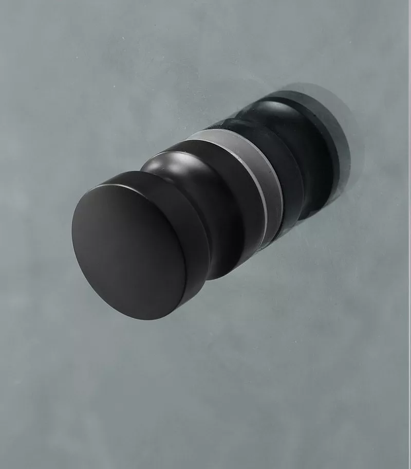 Matt Black Frameless Shower Screen - Knob Handle