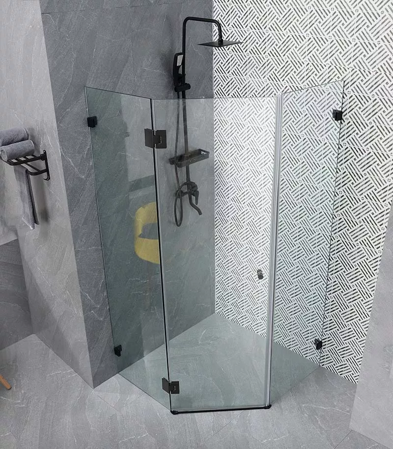 Diamond Matt Black Frameless Shower Screen 900mm To 1100mm