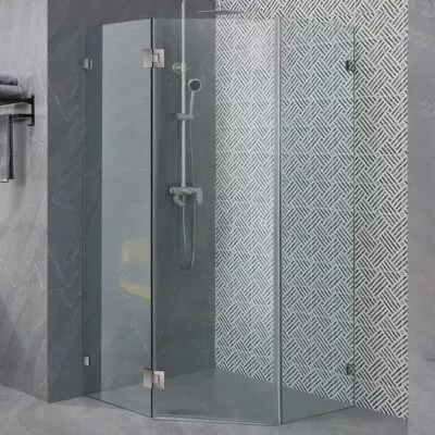 Diamond Brushed Nickel Frameless Shower Screen 900mm To 1100mm