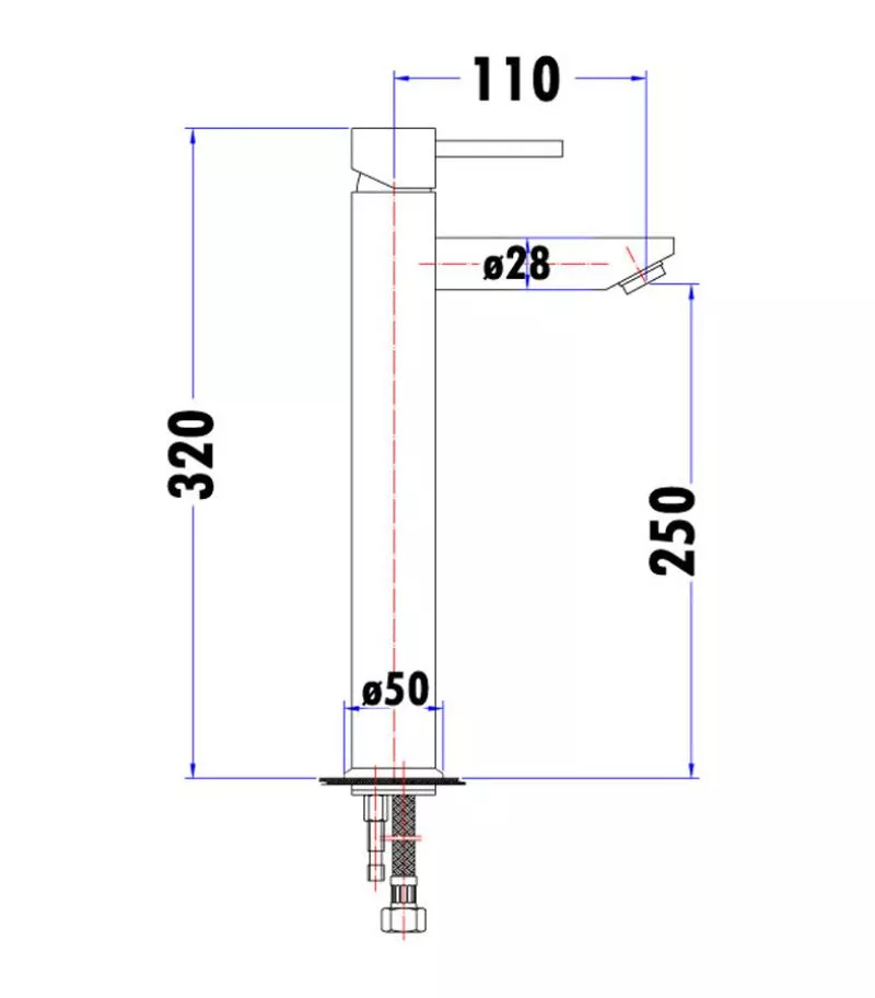Opus Chrome Tall Basin Mixer Specification