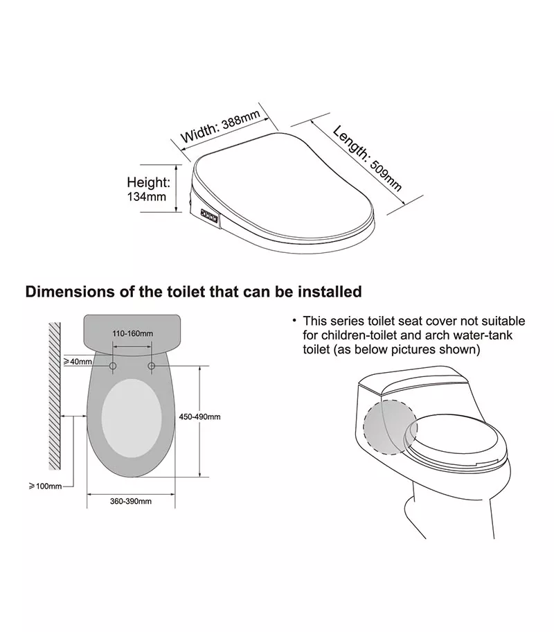 SMBD Spec Stella Smart Toilet Seat - Gloss White