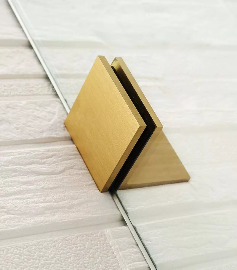 Frameless Shower Screen Brushed Gold Wall Mounted Bracket Frameless Shower Screen Brushed Gold Wall Mounted Bracket