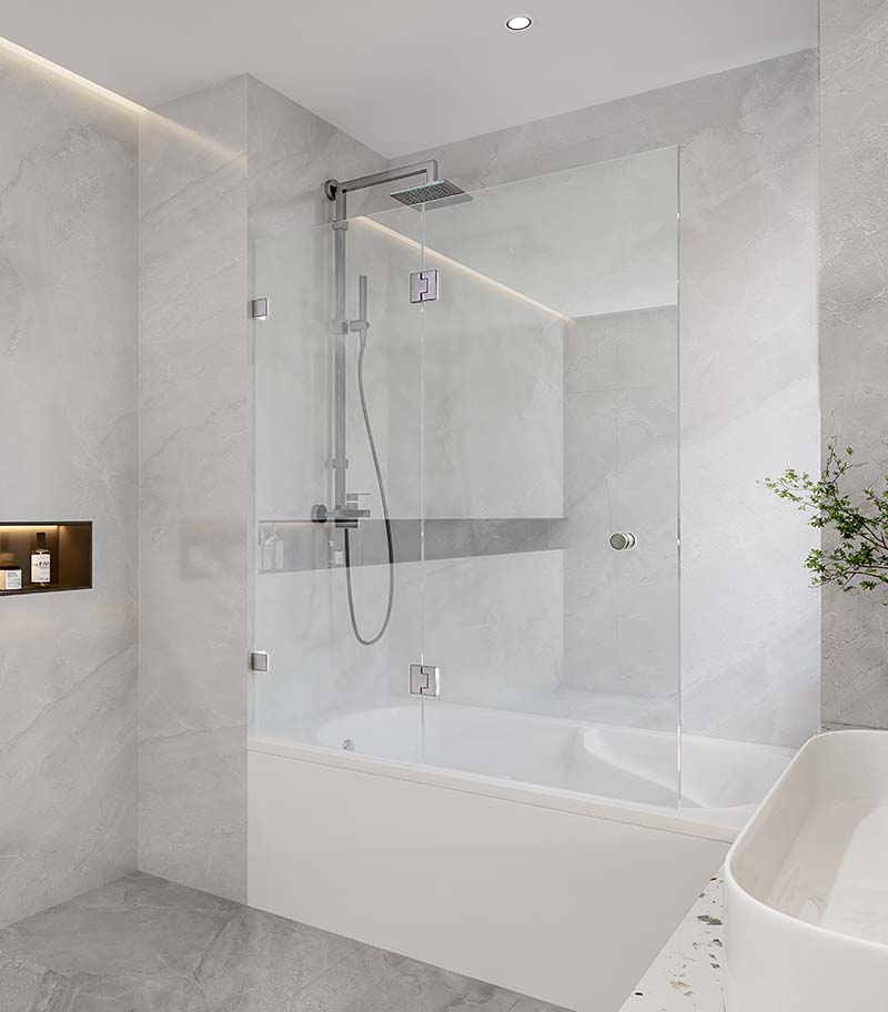 10mm Glass Fixed & Swing Panels Hinged Bath Screen - Brushed Nickel