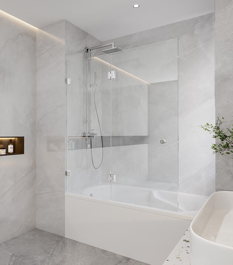 10mm Glass Fixed & Swing Panels Hinged Bath Screen - Chrome