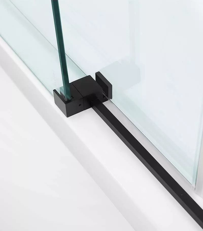 Square / L Shape Sliding Door Matt Black Frameless Shower Screen Bottom View Square / L Shape Sliding Door Matt Black Frameless Shower Screen Bottom View