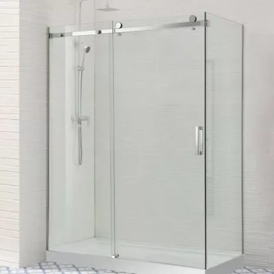 Square / L Shape Sliding Door Chrome Frameless Shower Screen