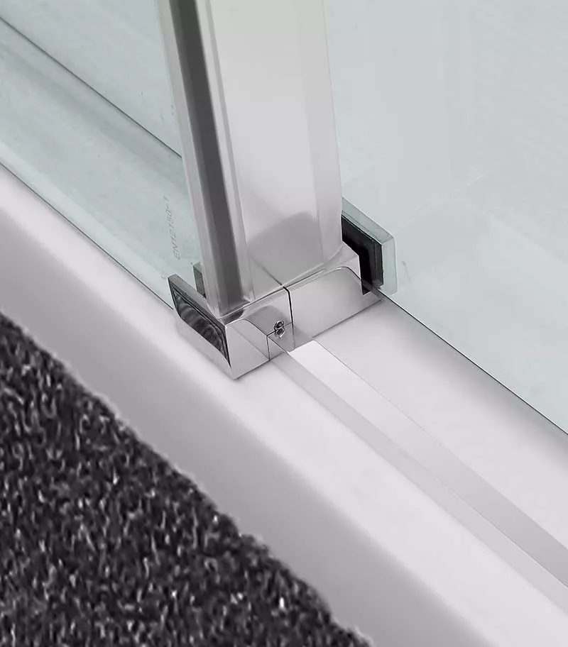 Square / L Shape Sliding Door Chrome Frameless Shower Screen Bottom View Square / L Shape Sliding Door Chrome Frameless Shower Screen Bottom View