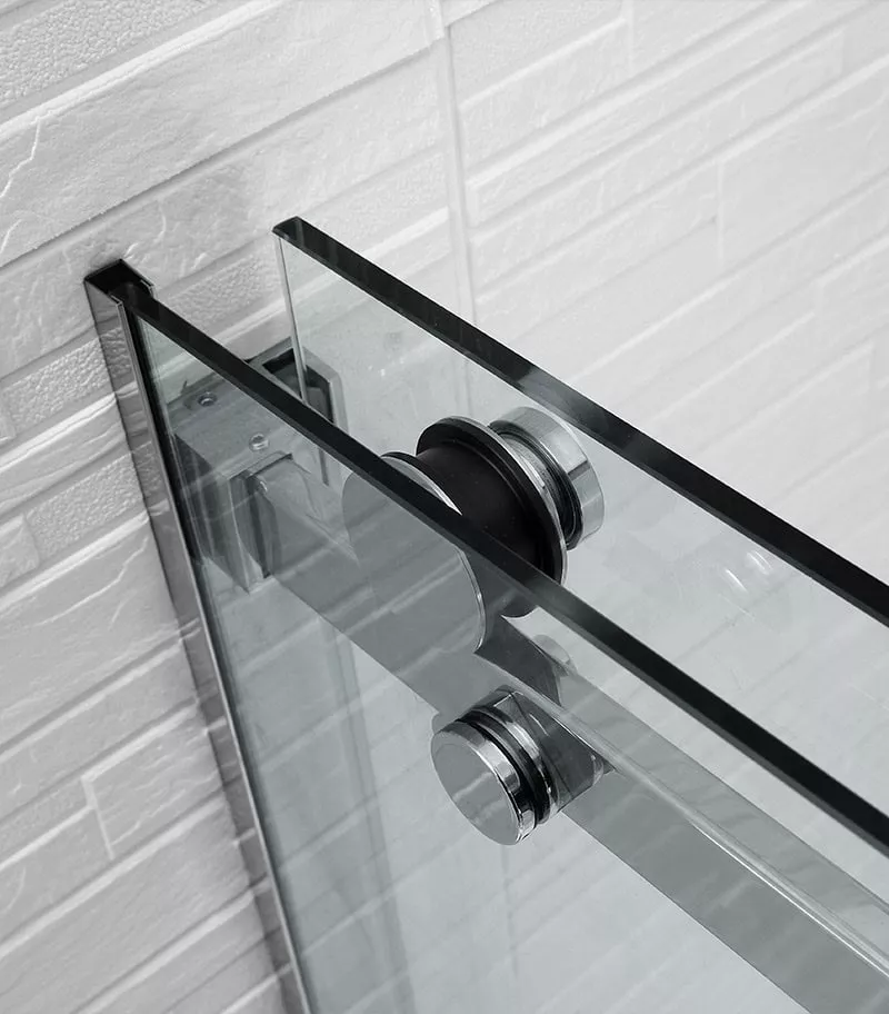 Square / L Shape Sliding Door Chrome Frameless Shower Screen Side View Square / L Shape Sliding Door Chrome Frameless Shower Screen Side View