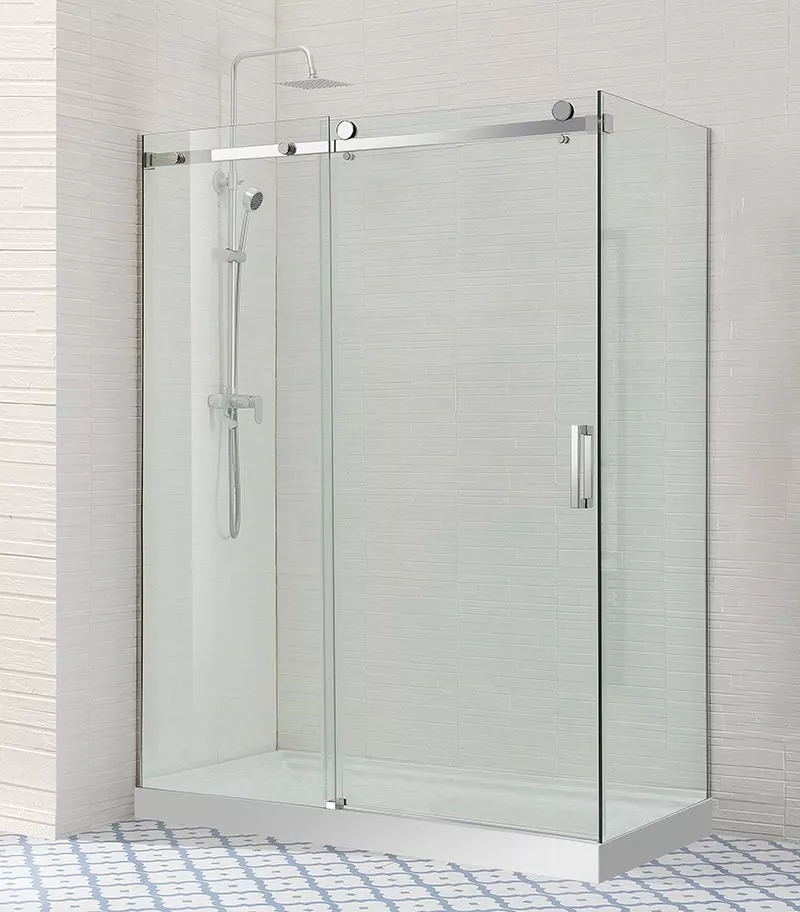 Square / L Shape Sliding Door Chrome Frameless Shower Screen