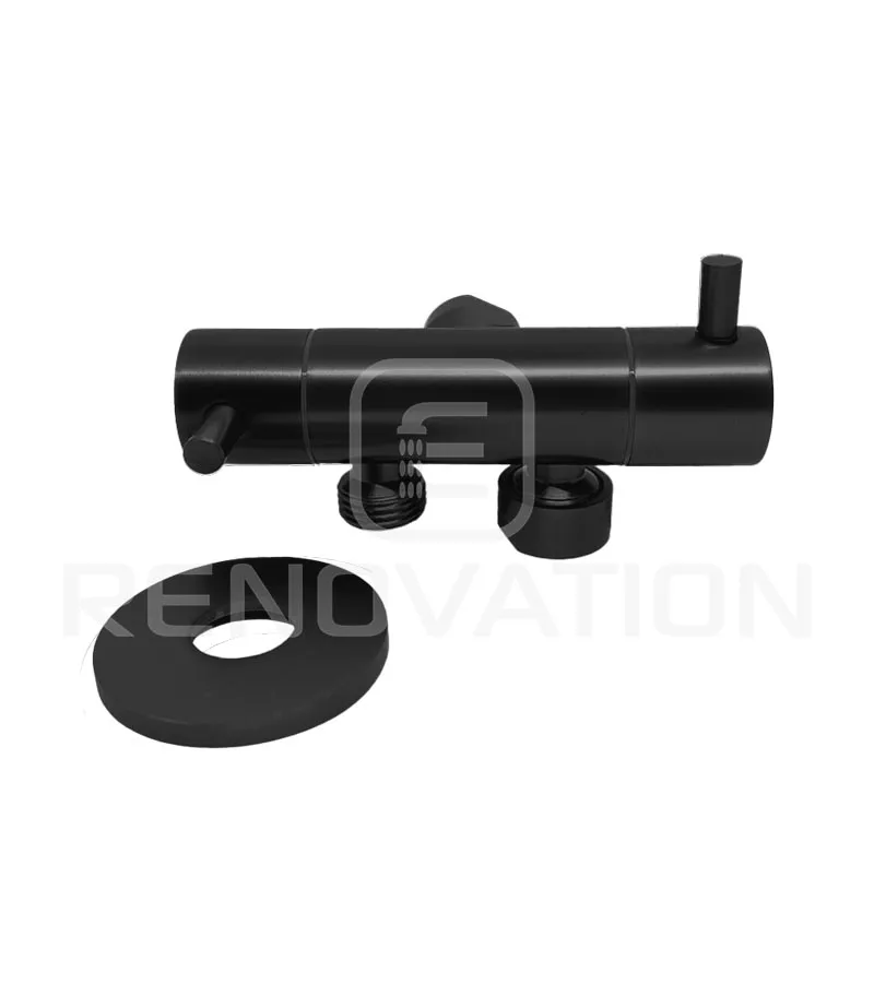 Link Matte Black Dual Control Mini Cistern Stop - Front View