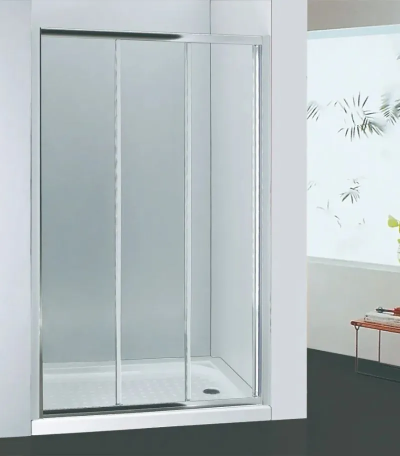 Framed Sliding Three Panel Doors Wall to Wall Shower Screen - Chrome Fittings Framed Sliding Three Panel Doors Wall to Wall Shower Screen - Chrome Fittings