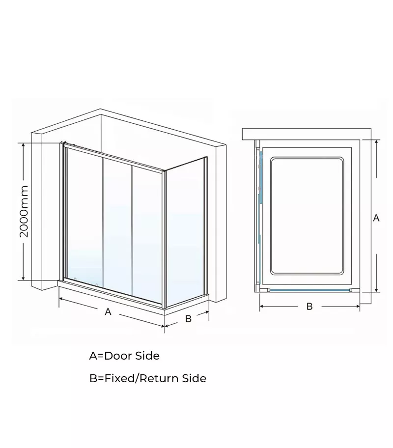 Sliding Door Chrome Framed Shower Screen Specification