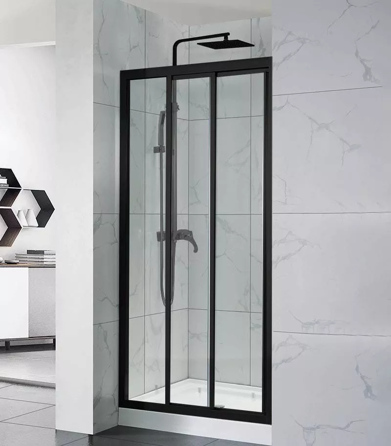 Adjustable Framed Sliding Wall To Wall Shower Screen - Matt Black
