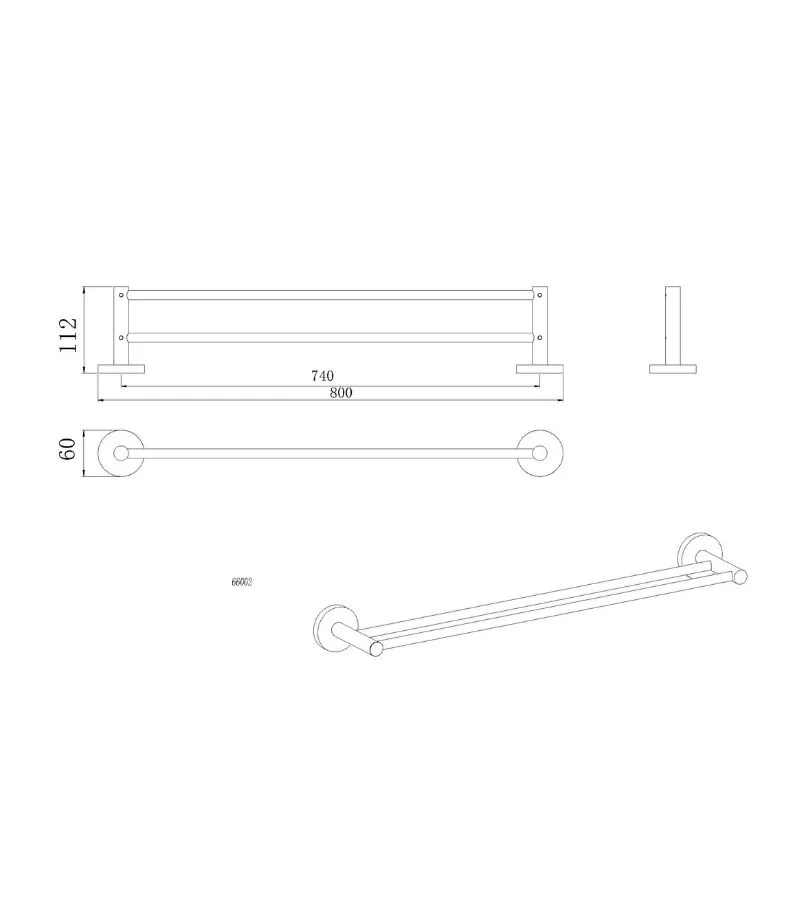 Lucid Double Towel Rail 800mm Specification