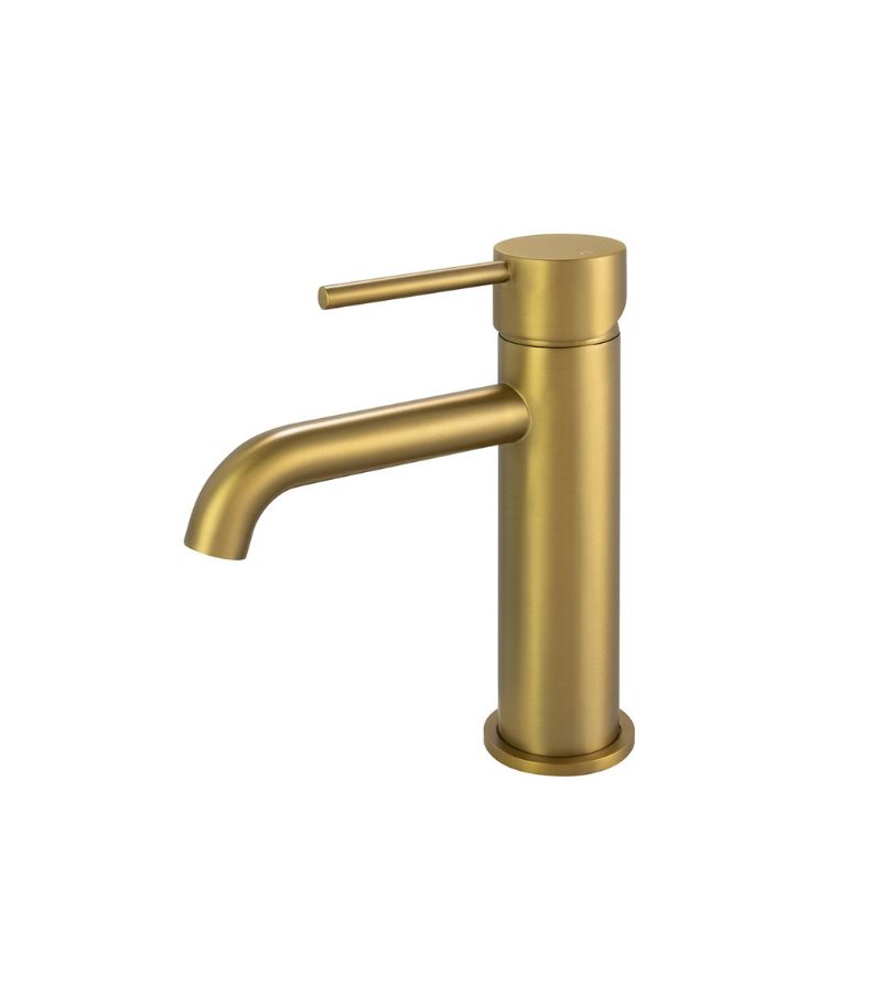 Lucid Short Basin Mixer - Brushed Brass