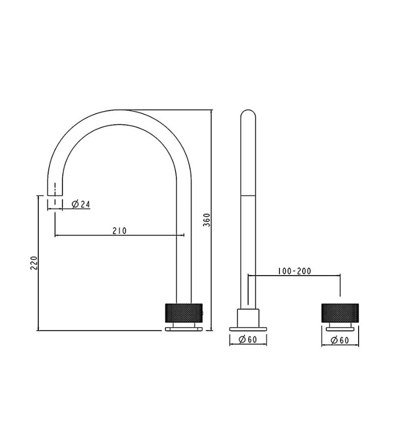 Aqua Moon Two-Piece Basin Mixer Specification