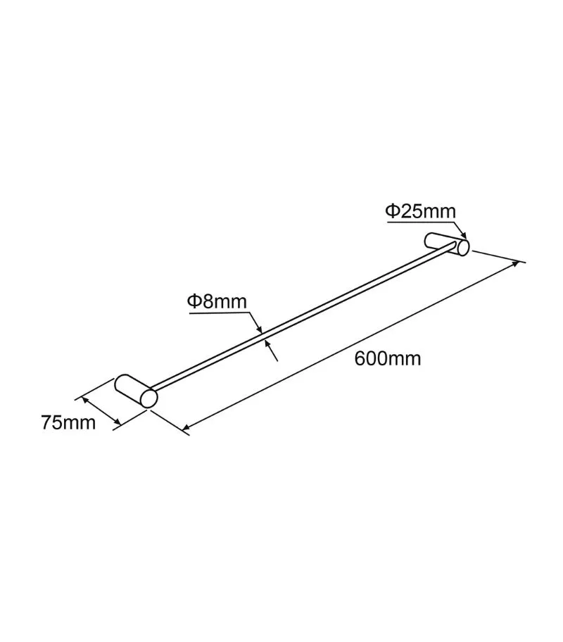 Lucid Pin 600mm Single Towel Rail Specification Lucid Pin 600mm Single Towel Rail Specification