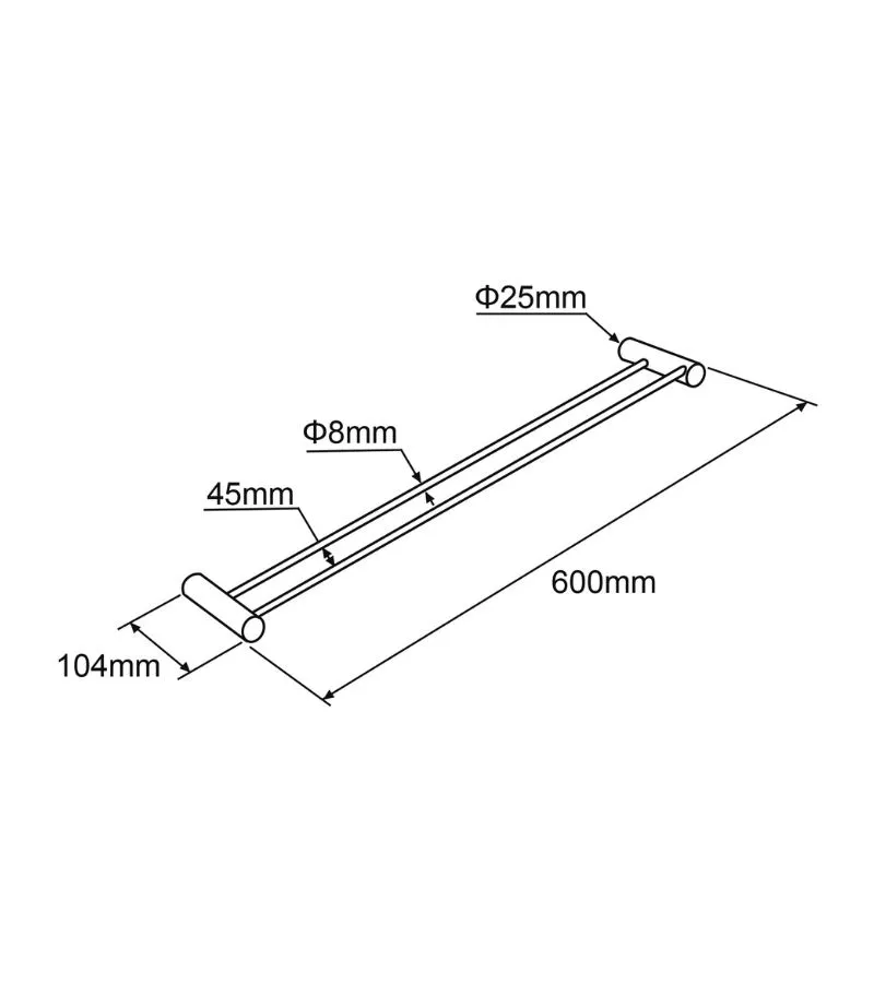 Lucid Pin 600mm Double Towel Rail Specification Lucid Pin 600mm Double Towel Rail Specification