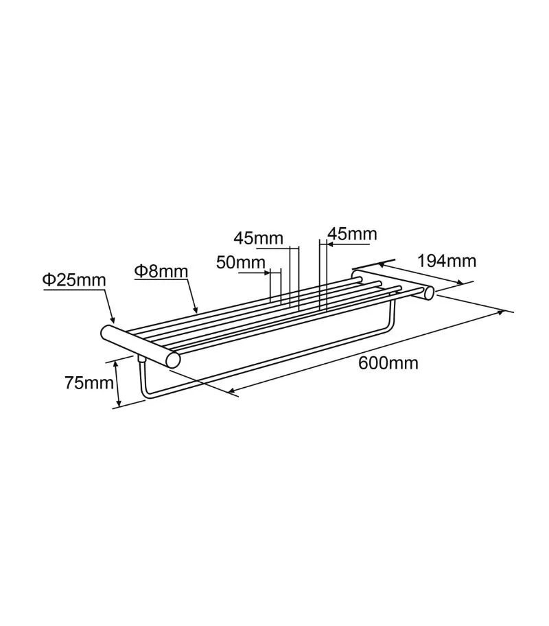 Lucid Pin 600mm Towel Rack Specification Lucid Pin 600mm Towel Rack Specification