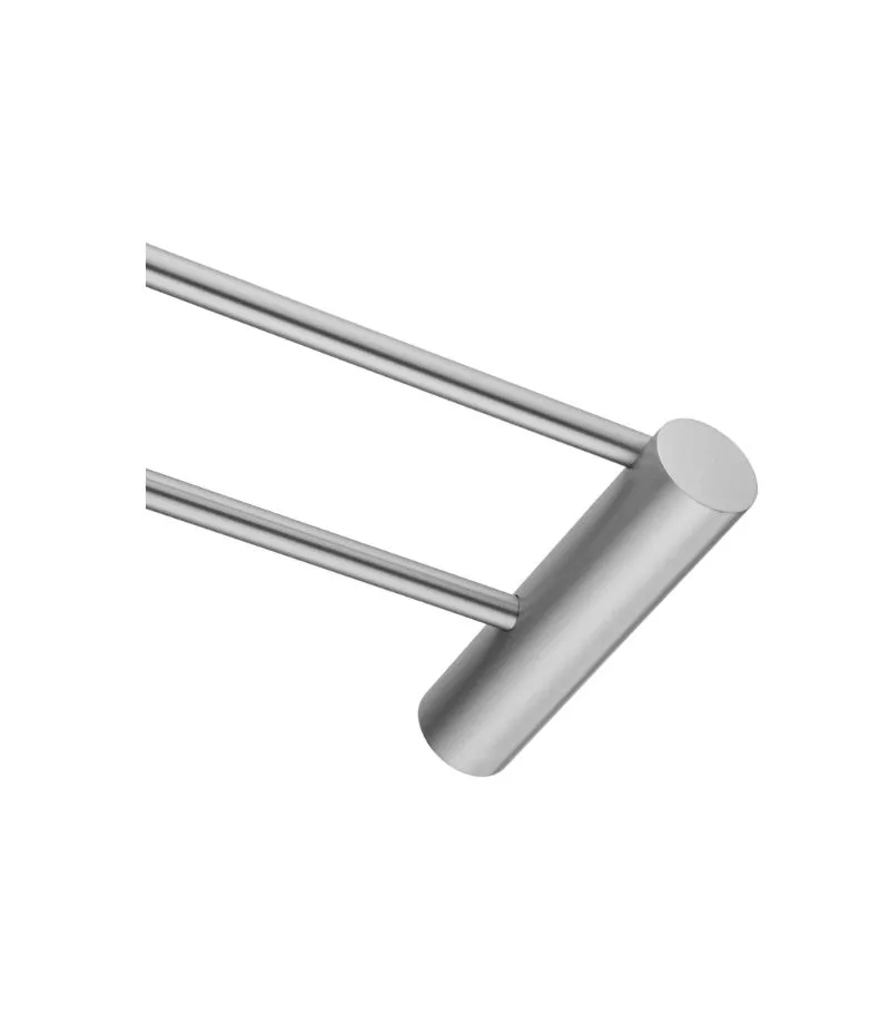 Lucid Pin 600mm Double Towel Rail - Brushed Nickel Sideview