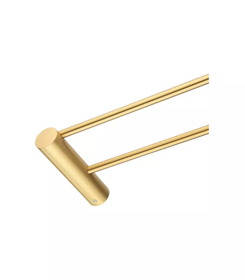 Lucid Pin 600mm Double Towel Rail - Brushed Brass Sideview