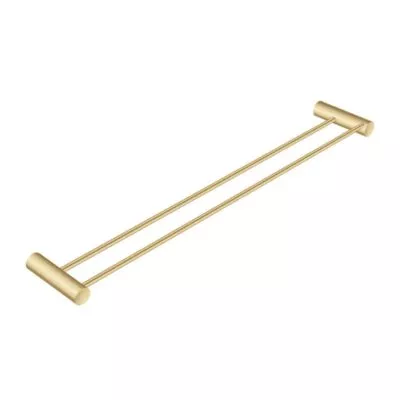 Lucid Pin 600mm Double Towel Rail - Brushed Brass